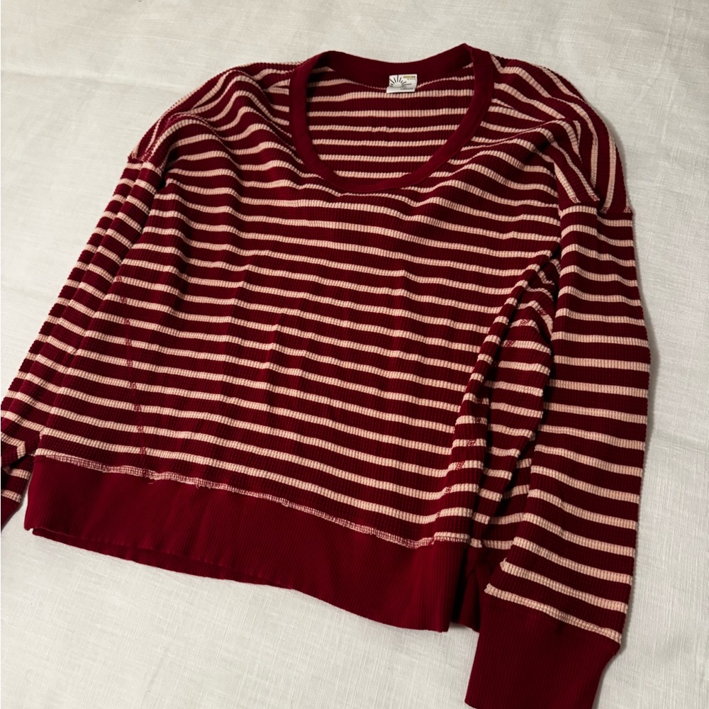 Aerie Striped Red and Pink Sweater Thermal